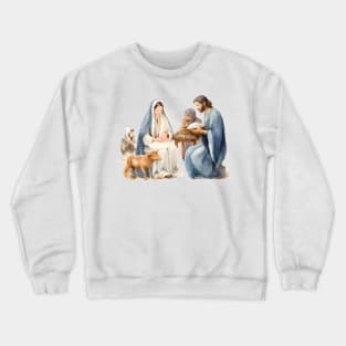 Watercolor Nativity Scene Crewneck Sweatshirt